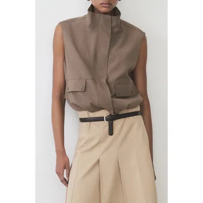 Mango Oliana Utility Vest In Medium Brown