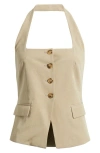 Mango Cotton Mix Tailored Halter Vest In Neutral