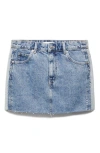 Mango Olivia Raw Hem Two Tone Denim Miniskirt In Denim