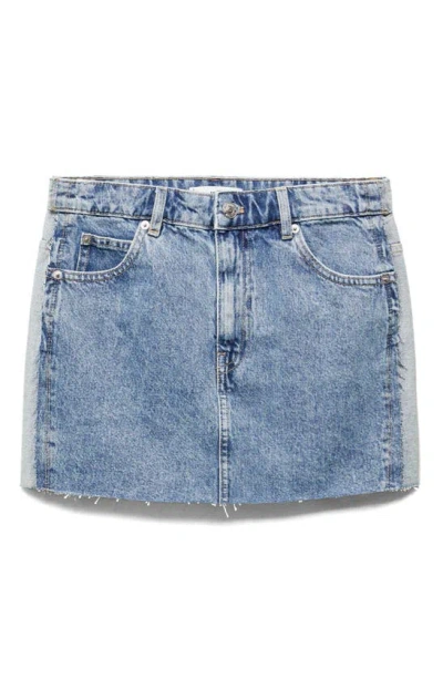 Mango Olivia Raw Hem Two Tone Denim Miniskirt