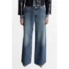 Mango Women's Low Waist Wide Leg Jeans In Dark Blue