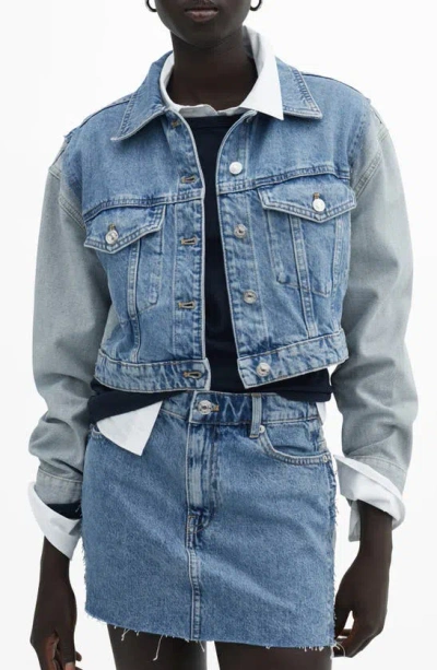Mango Minijupe En Jean Bicolore In Bleu Moyen