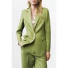 Mango One-button Blazer In Green