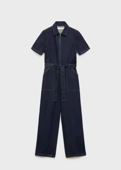 Mango One-piece Suit Open Blue