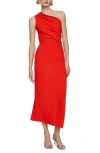 Mango Asymmetrical Dress With Side Slit Red