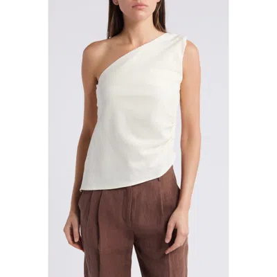 Mango One-shoulder Asymmetric Hem Top In Light Beige