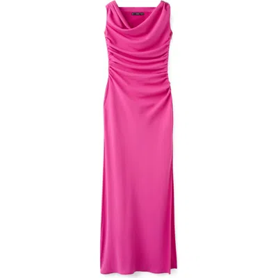 Mango One Shoulder Cocktail Maxi Dress In Pink