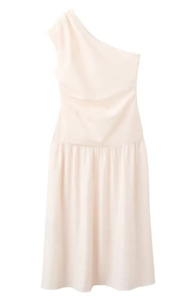 Mango One-shoulder Drop Waist Cocktail Dress In White