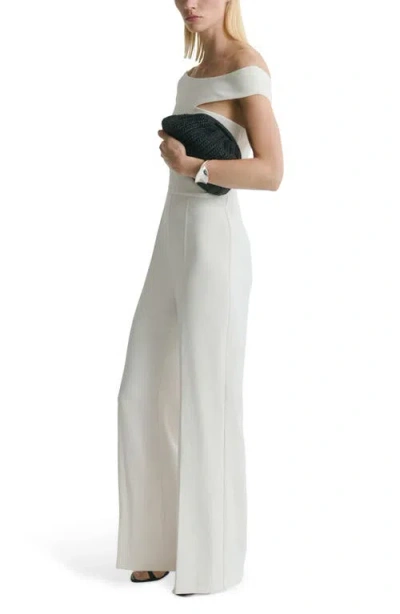 Mango One-shoulder Jumpsuit In White