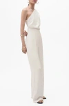 Mango Long Asymmetrical Draped Jumpsuit Off White In White