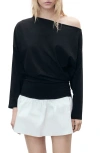 Mango One-shoulder Long Sleeve Minidress