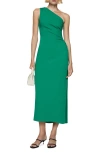 Mango Asymmetrical Dress With Draped Details Green In Green