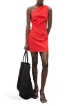 Mango One-shoulder Minidress In Red