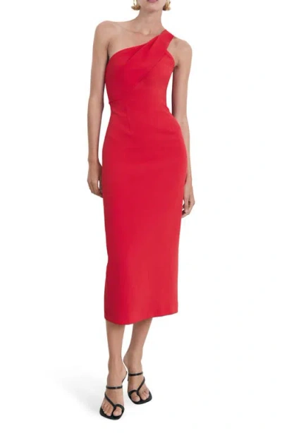 Mango One-shoulder Sheath Dress In Red