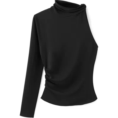 Mango One-shoulder Turtleneck Top In Multi