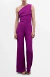 Mango Asymmetrical Jumpsuit With Draped Detail Purple In Purple
