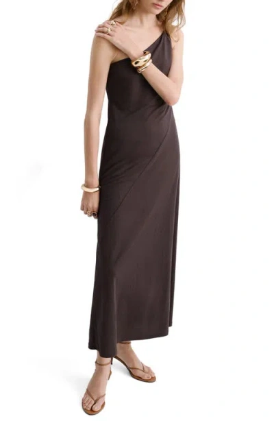 Mango One-shoulder Dress In Brown