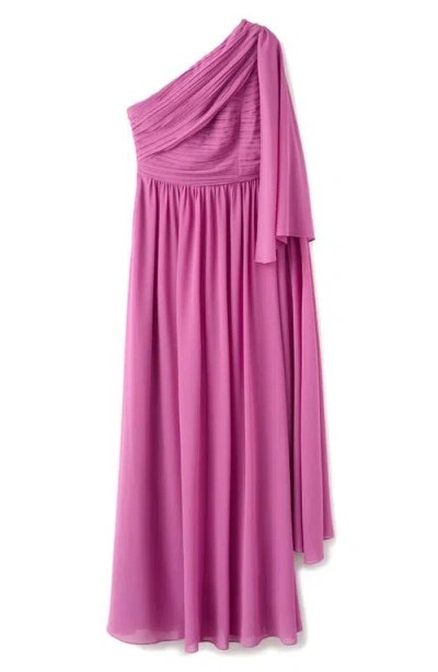 Mango One-shoulder Dress In Pink