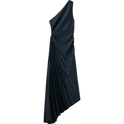 Mango One-shoulder Evening Dress In Blue