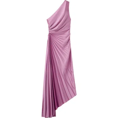 Mango One-shoulder Evening Dress In Purple