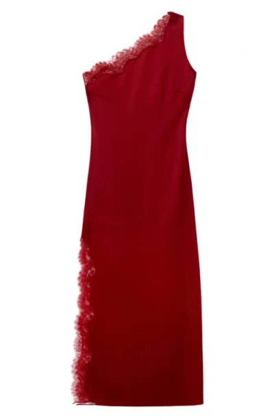 Mango One-shoulder Scarf Cocktail Dress In Red
