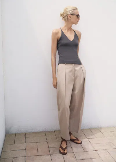Mango Open-back Cotton Top Charcoal In Multi