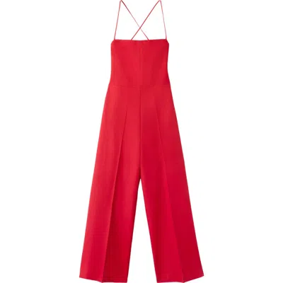Mango Open Back Crop Jumpsuit In Red