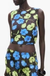 Mango Open Back Floral Top In Black
