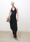 Mango Open Back Halter Bodysuit In Black