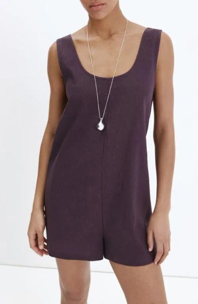 MANGO MANGO OPEN BACK LINEN BLEND ROMPER