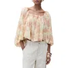 Mango Open Back Puff Sleeve Chiffon Top