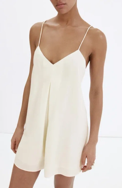 Mango Open Back Straight Jumpsuit In Ecru