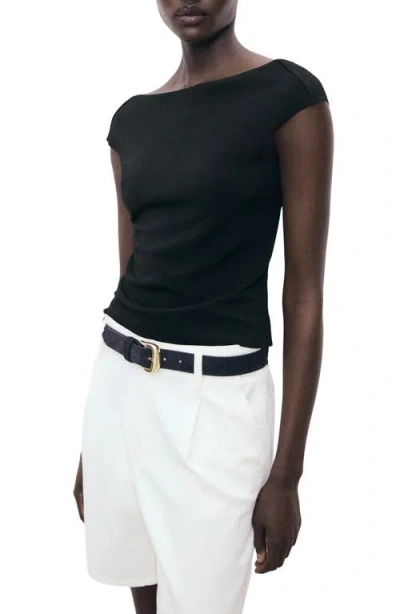 Mango Open Back Top In Black