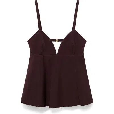 Mango Open Back V-neck Peplum Top In Brown