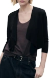 Mango Open Front Cardigan In Black