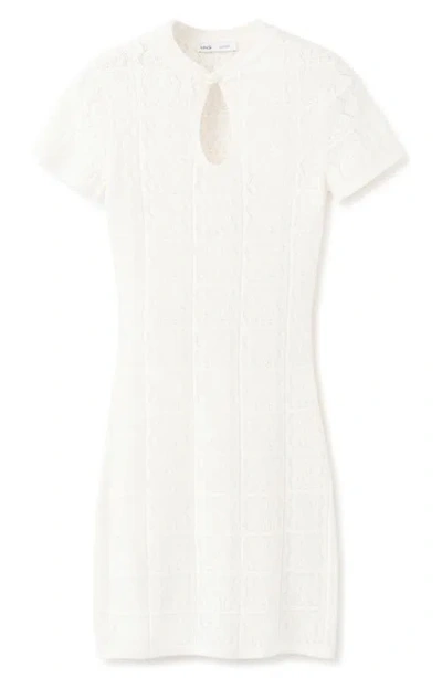 Mango Open Knit Minidress In White