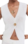 Mango Open Knit Sweater Vest In White