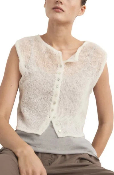 Mango Open Knit Sweater In White