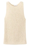 Mango Open Stitch Cotton Tank In Neutral
