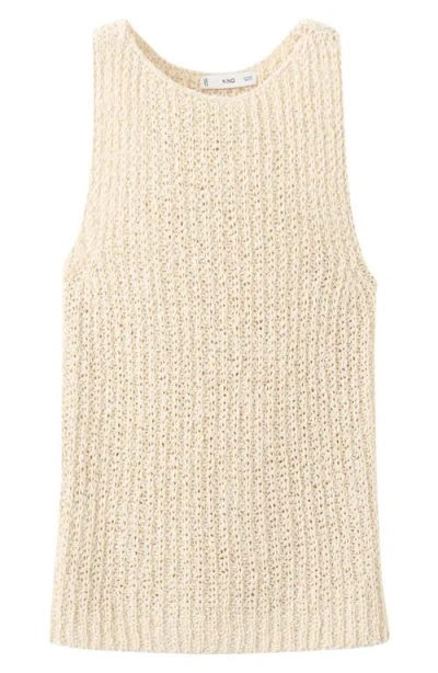 Mango Open Stitch Cotton Tank In Neutral