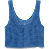 Mango Open Stitch Crop Tank In Blue