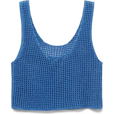 Mango Open Stitch Crop Tank In Blue