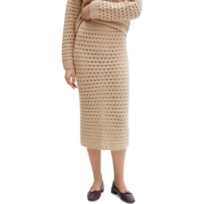 Mango Open Stitch Knit Midi Skirt In Light/pastel Grey