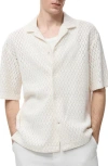 Mango Open Stitch Knit Shirt In White