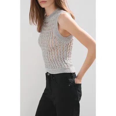 Mango Open Stitch Knit Sweater Vest In Gray
