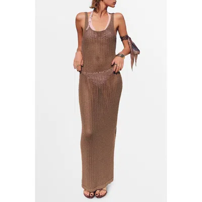 MANGO MANGO OPEN STITCH MAXI DRESS
