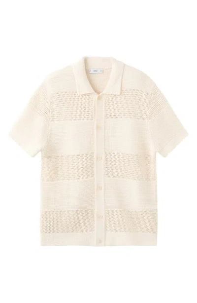 Mango Open Stitch Shirt In Neutral
