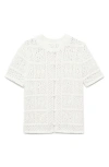 Mango Open Stitch Short Sleeve Cardigan In White