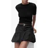 Mango Open Stitch Short Sleeve Cotton Blend Sweater In Black