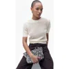 Mango Open Stitch Short Sleeve Cotton Blend Sweater In Ecru